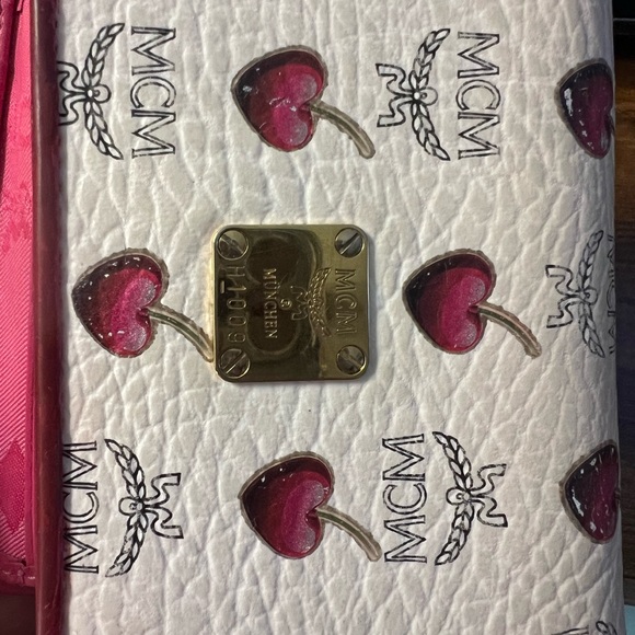 Preowned MCM White and Red Cherry Pattern Wallet - Picture 9 of 11